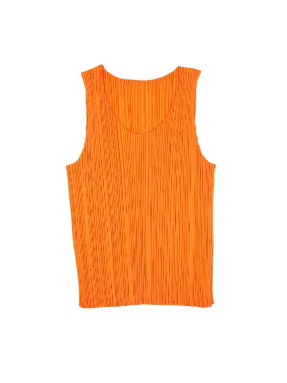 Pleats Please Issey Miyake Bright Orange Sleeveless Top Size Small.